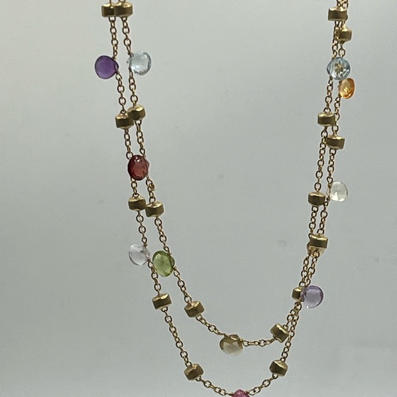 Marco Bicego 18K Gold Multi-Color Gemstone Chain Layered Paradise Necklace *Read - Picture 8 of 9